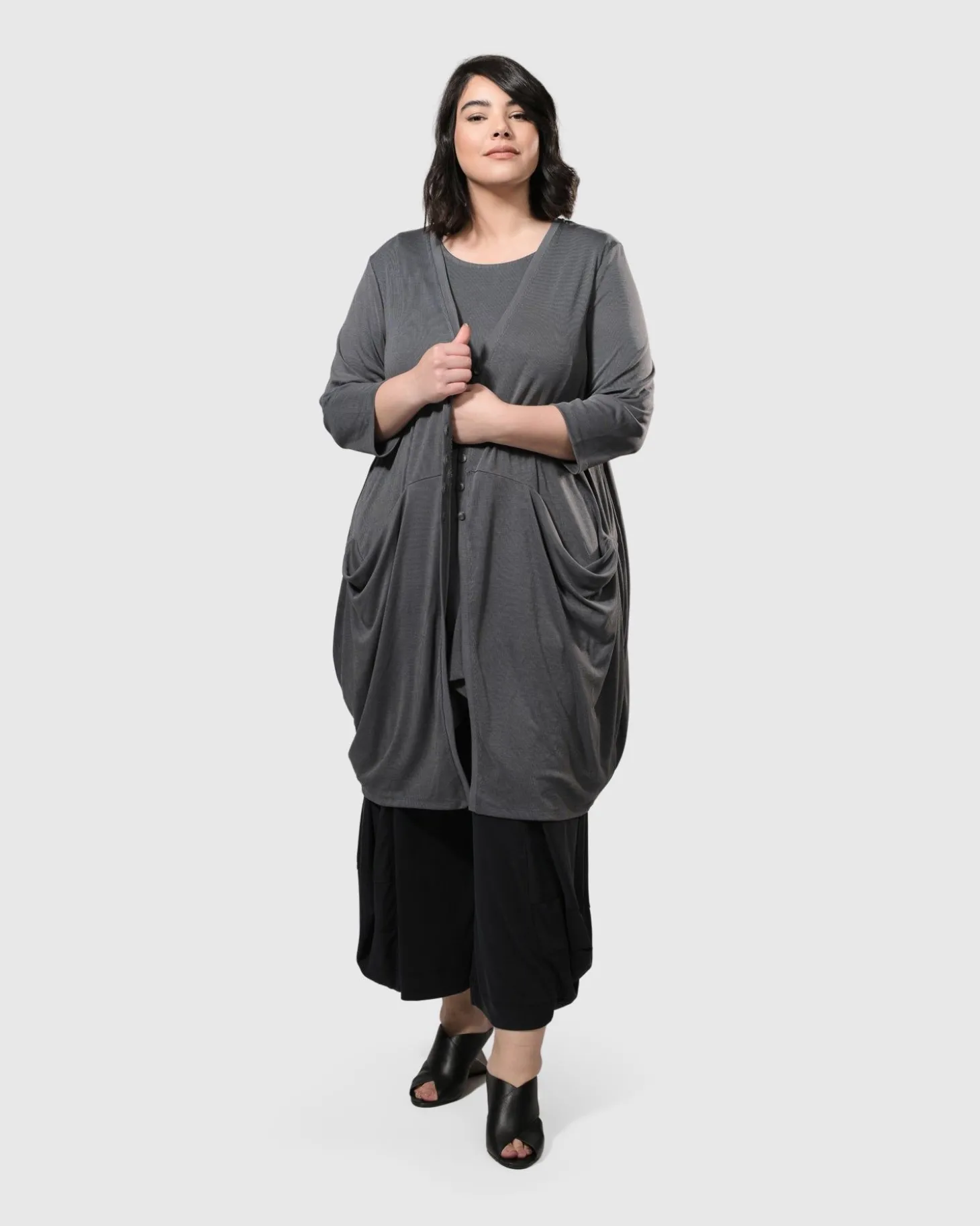 Women Alembika Essential Draped Cocoon Jacket, Grey