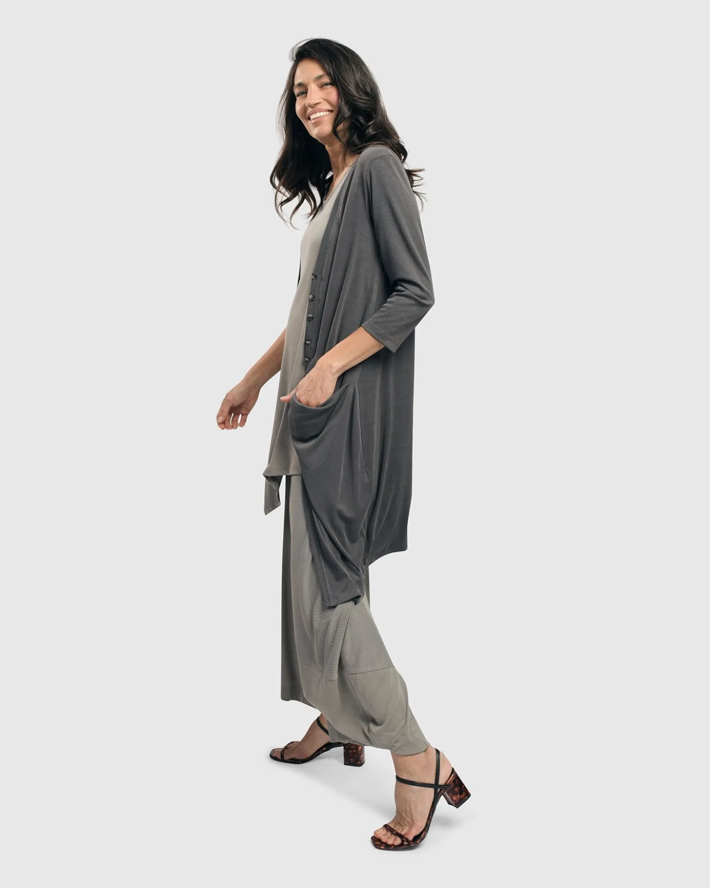 Women Alembika Essential Draped Cocoon Jacket, Grey