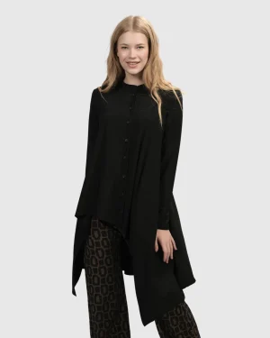 Women Alembika Essential Hi-Lo Button Down Top, Black