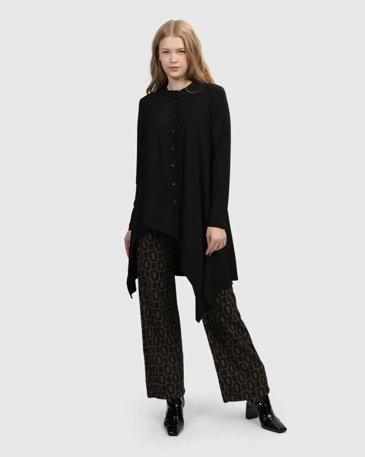 Women Alembika Essential Hi-Lo Button Down Top, Black