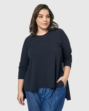 Women Alembika Essential Hi-Lo Top, Navy