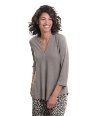 Women Alembika Essential Linen V-Neck Top, Sage