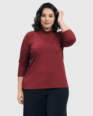 Women Alembika Essential Mockneck Top, Plum