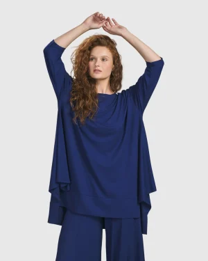 Women Alembika Essential Oversized Trapeze Top, Royal Blue