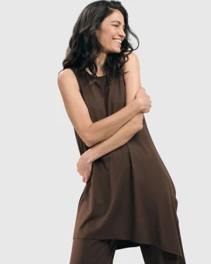Women Alembika Essential Sleeveless Tunic Top, Coffee