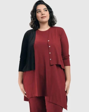 Women Alembika Essential 2-Tone Crop Cardigan, Plum