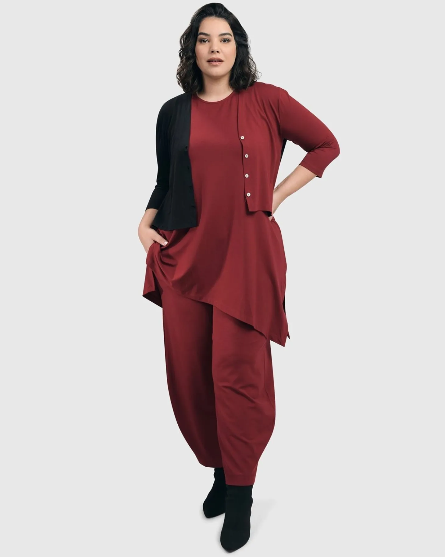 Women Alembika Essential 2-Tone Crop Cardigan, Plum