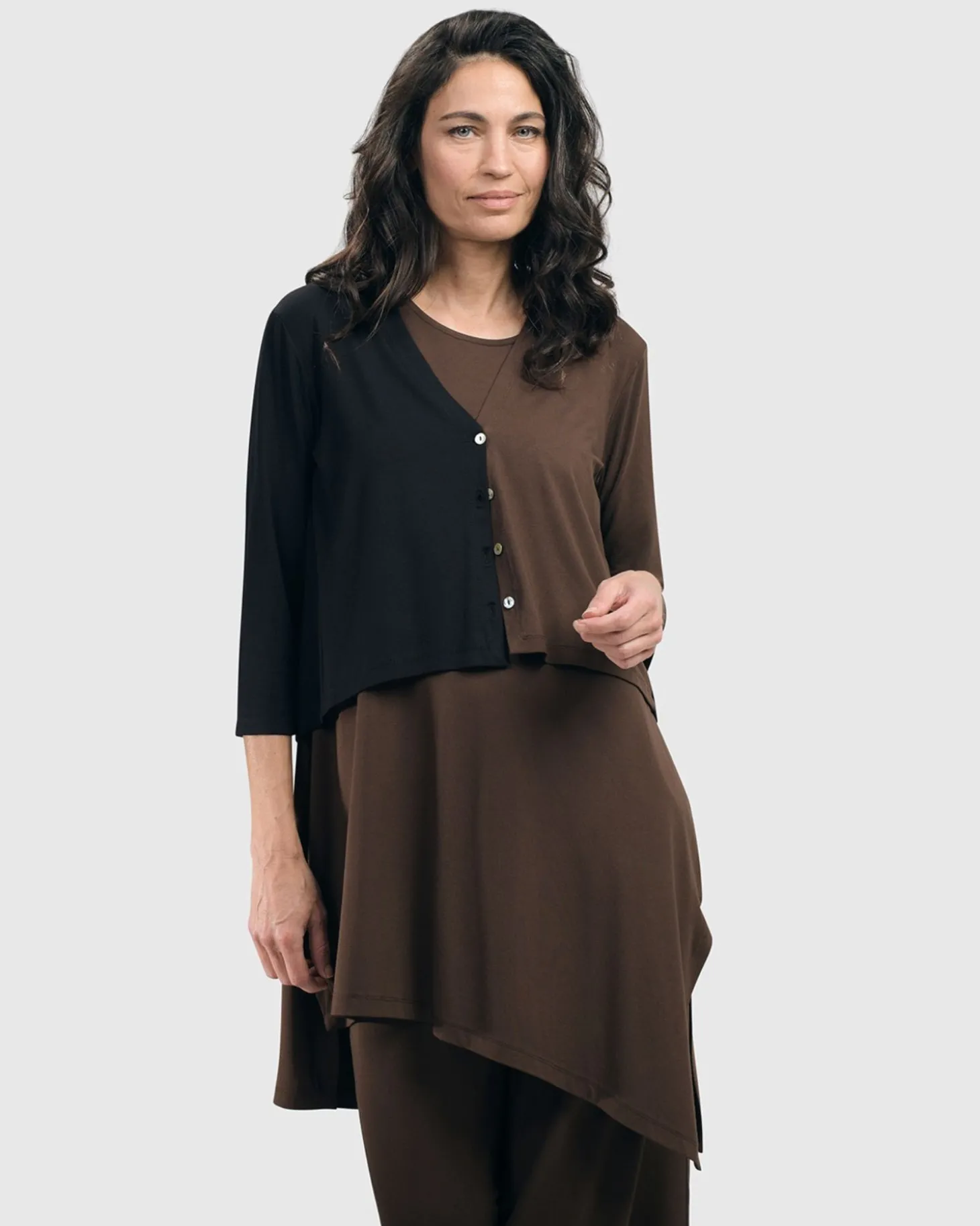 Women Alembika Essential 2-Tone Crop Cardigan, Coffee
