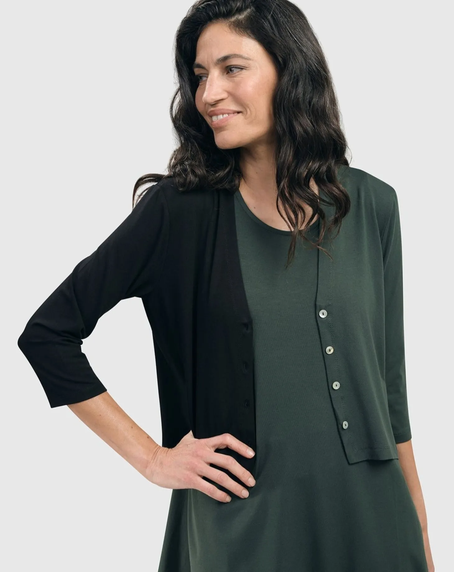 Women Alembika Essential 2-Tone Crop Cardigan, Green