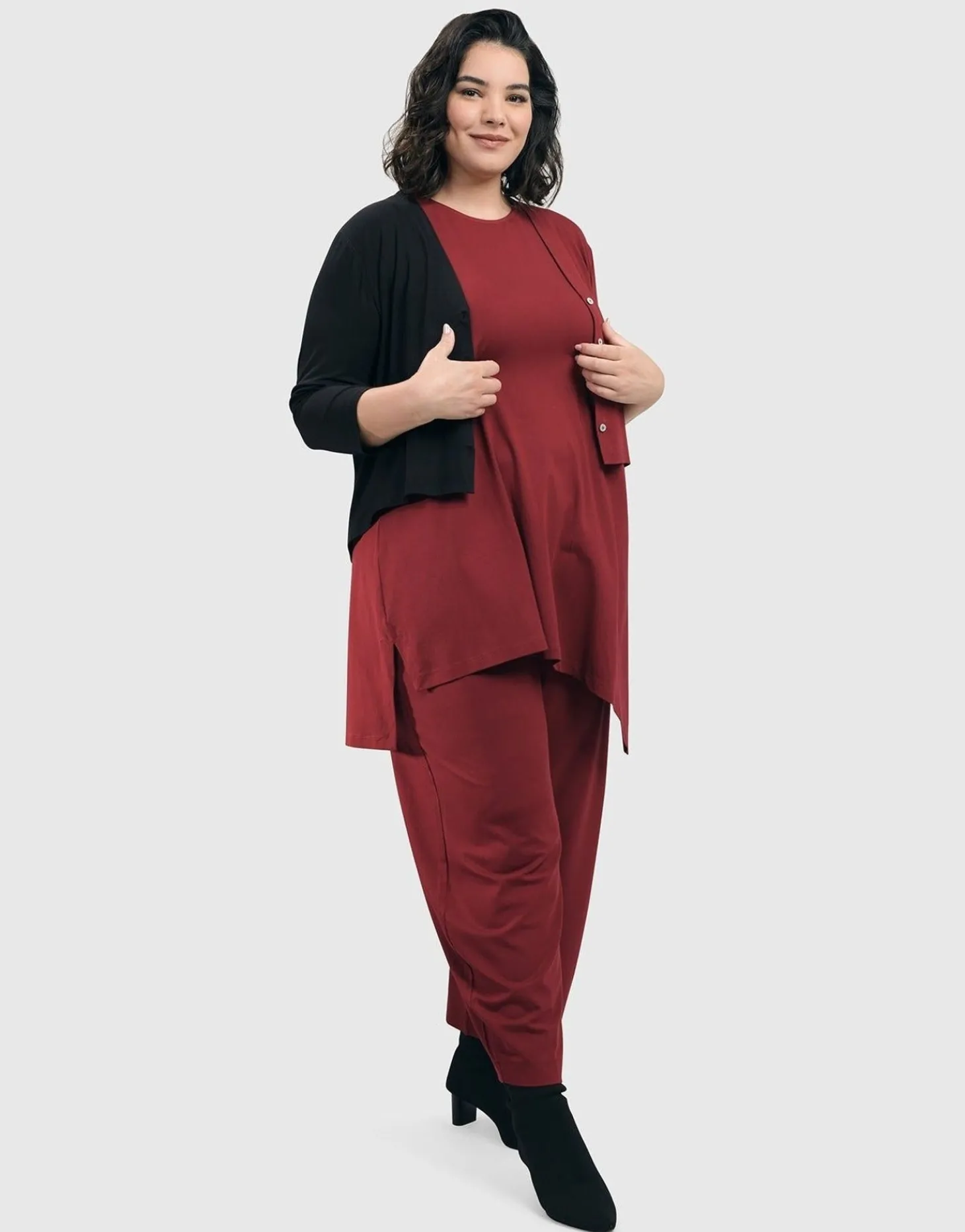 Women Alembika Essential 2-Tone Crop Cardigan, Plum
