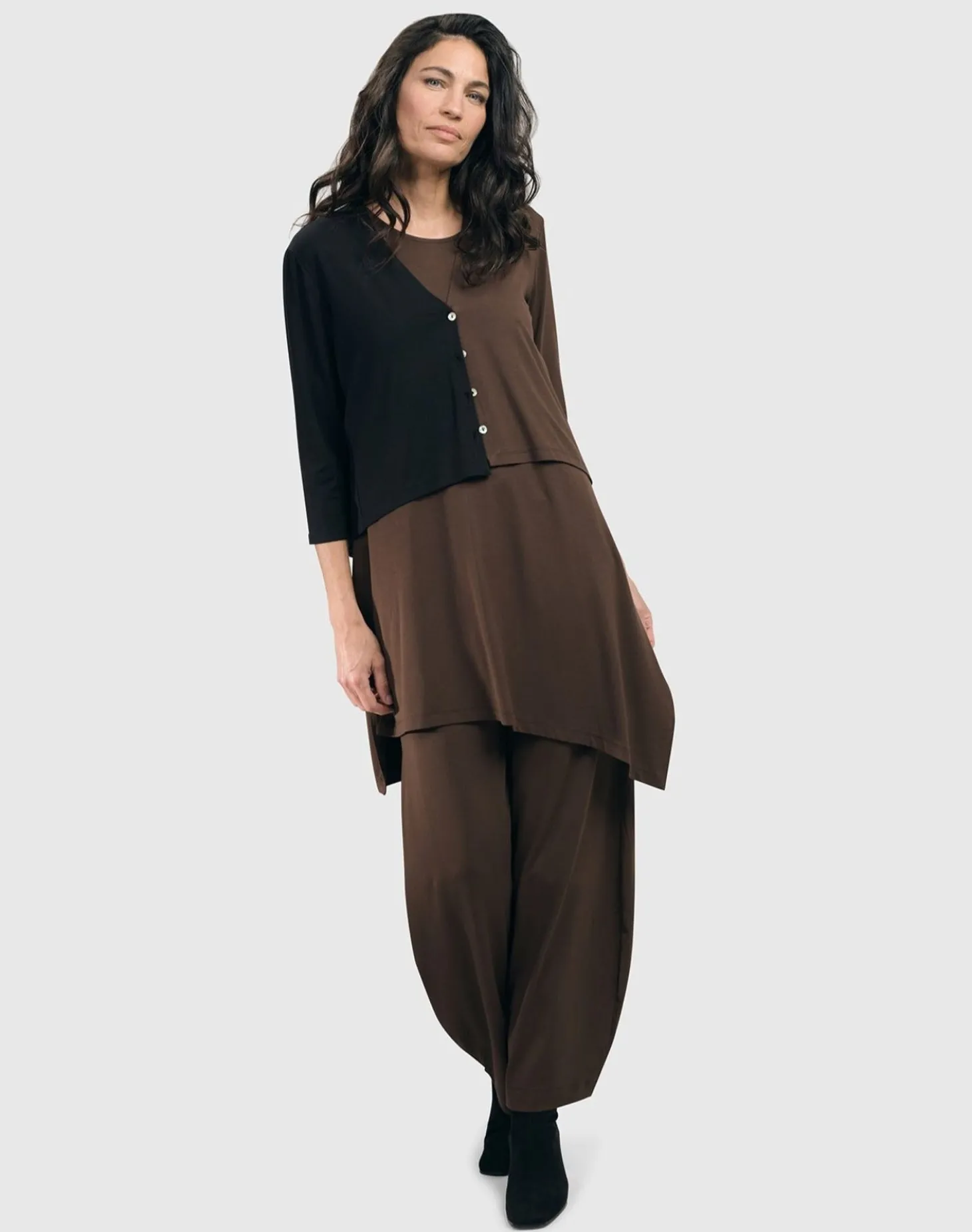 Women Alembika Essential 2-Tone Crop Cardigan, Coffee