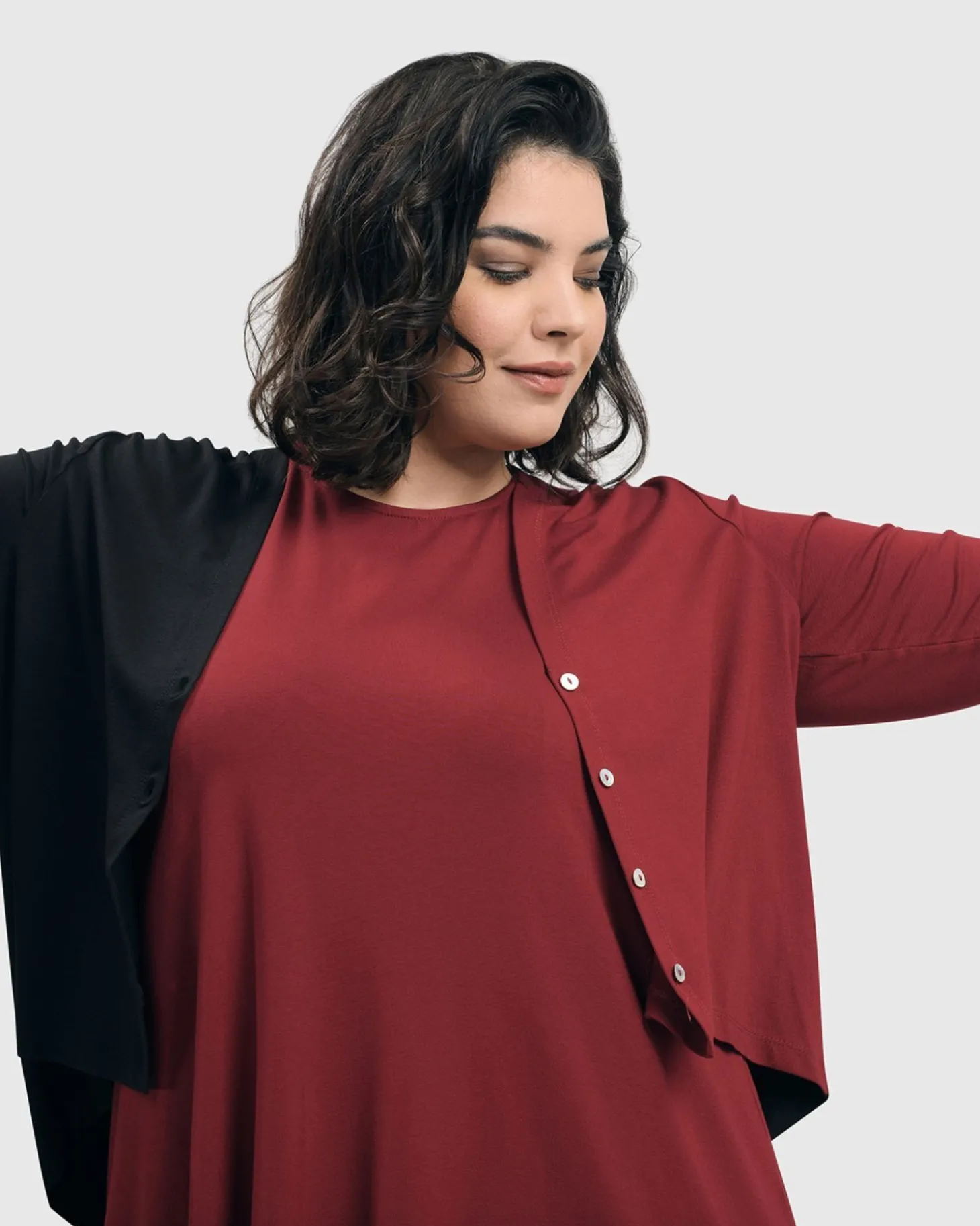 Women Alembika Essential 2-Tone Crop Cardigan, Plum