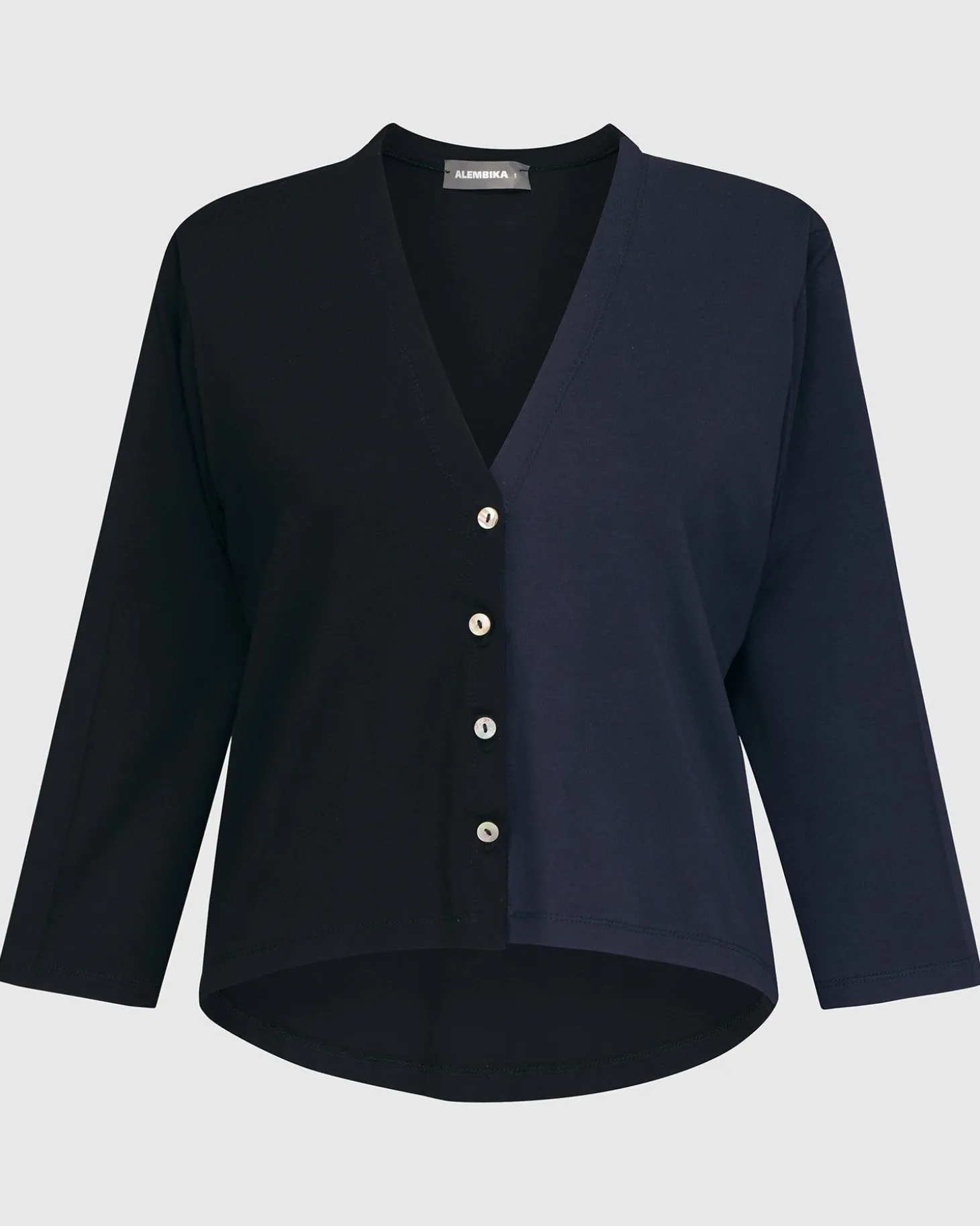 Women Alembika Essential 2-Tone Crop Cardigan, Navy