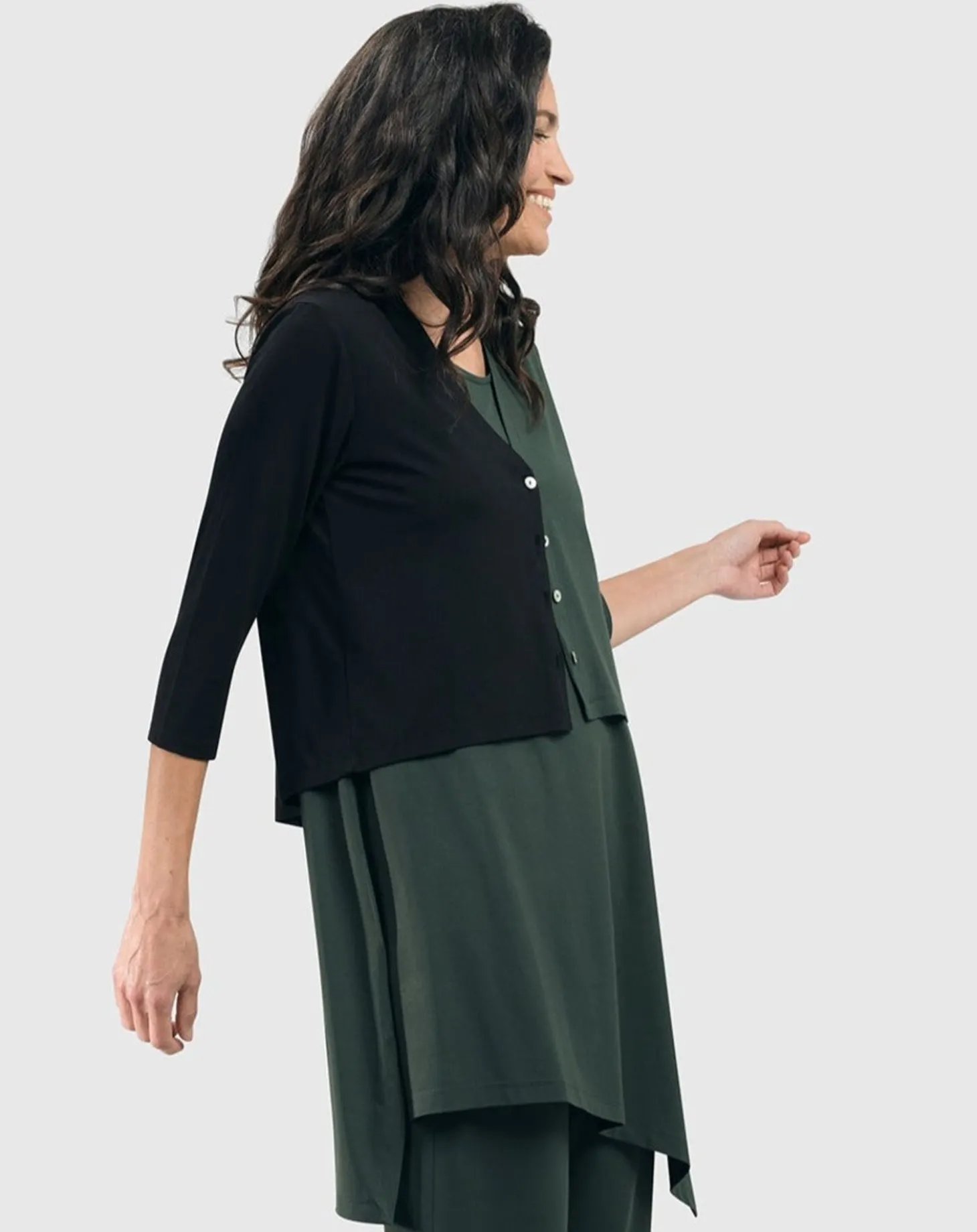 Women Alembika Essential 2-Tone Crop Cardigan, Green