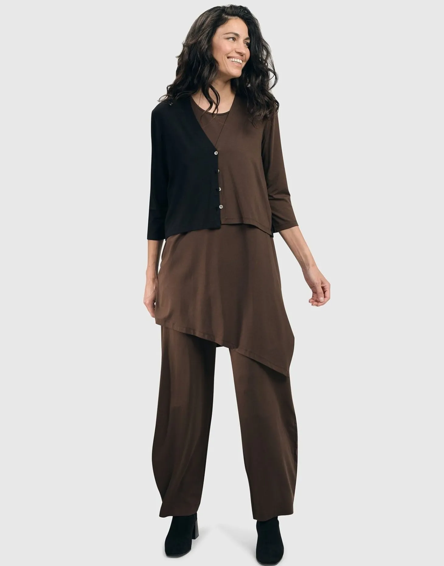 Women Alembika Essential 2-Tone Crop Cardigan, Coffee