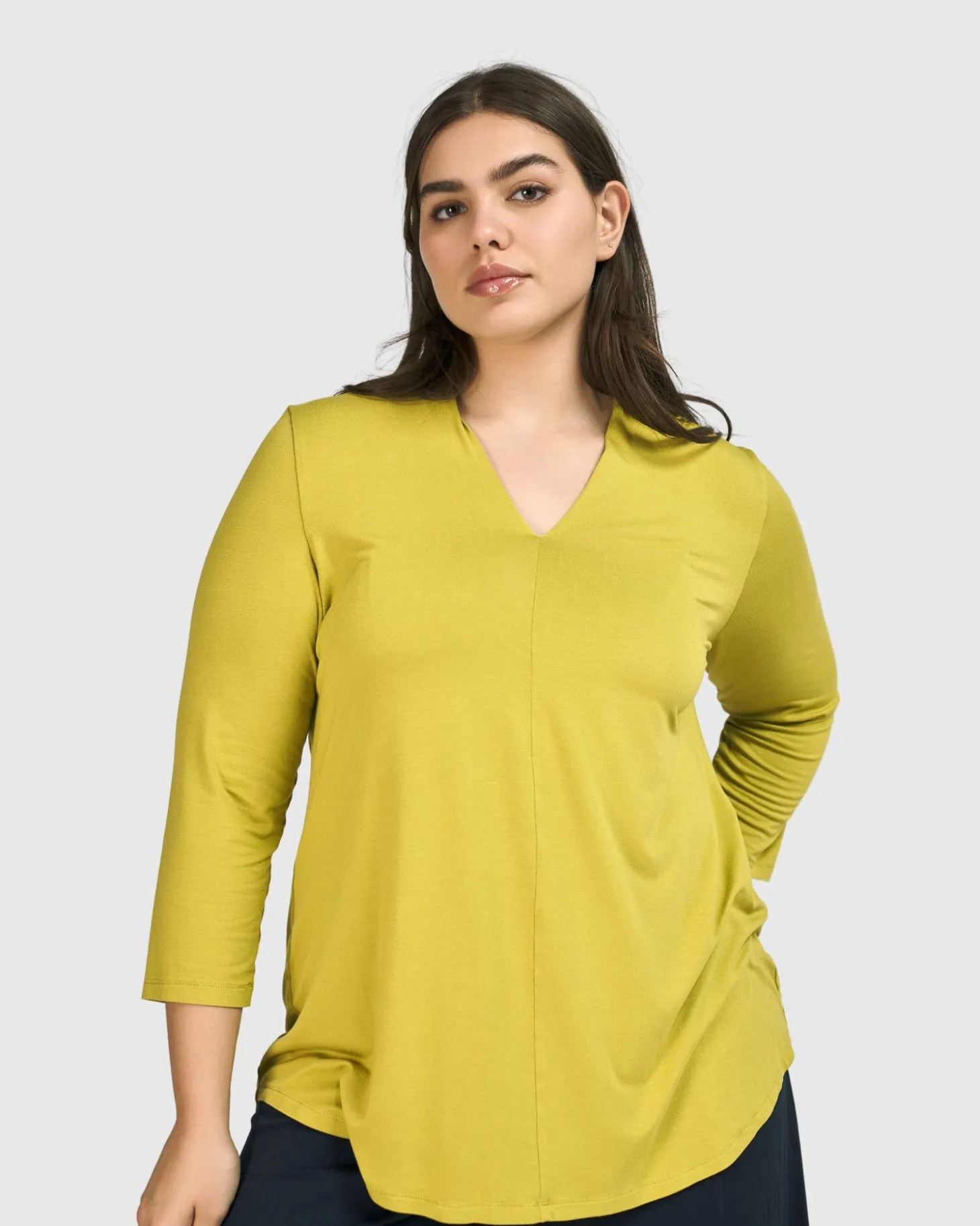 Women Alembika Essential V-Neck Top, Lime