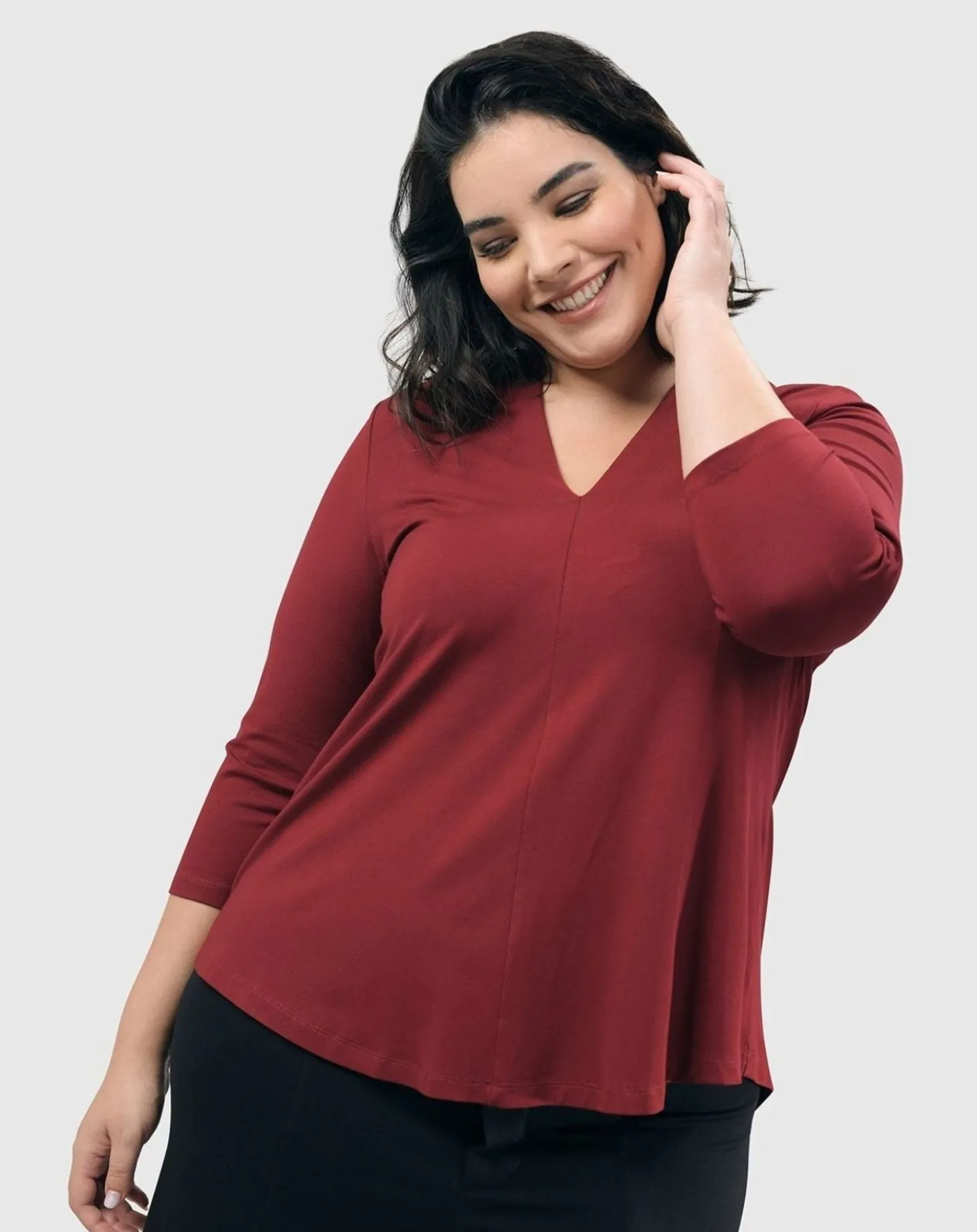 Women Alembika Essential V-Neck Top, Plum