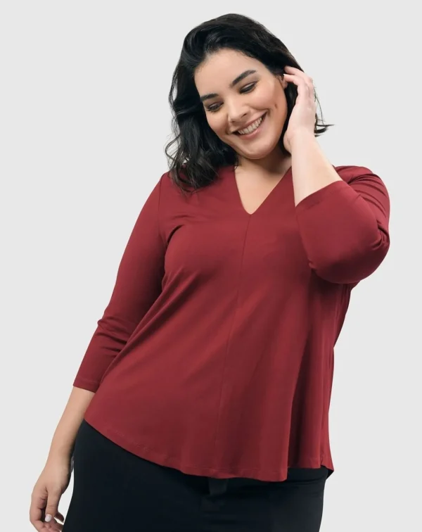 Women Alembika Essential V-Neck Top, Plum