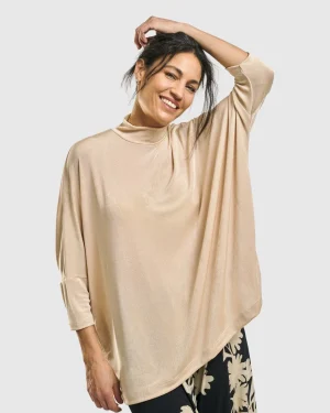 Women Alembika Fawn Mockneck Top, Nude