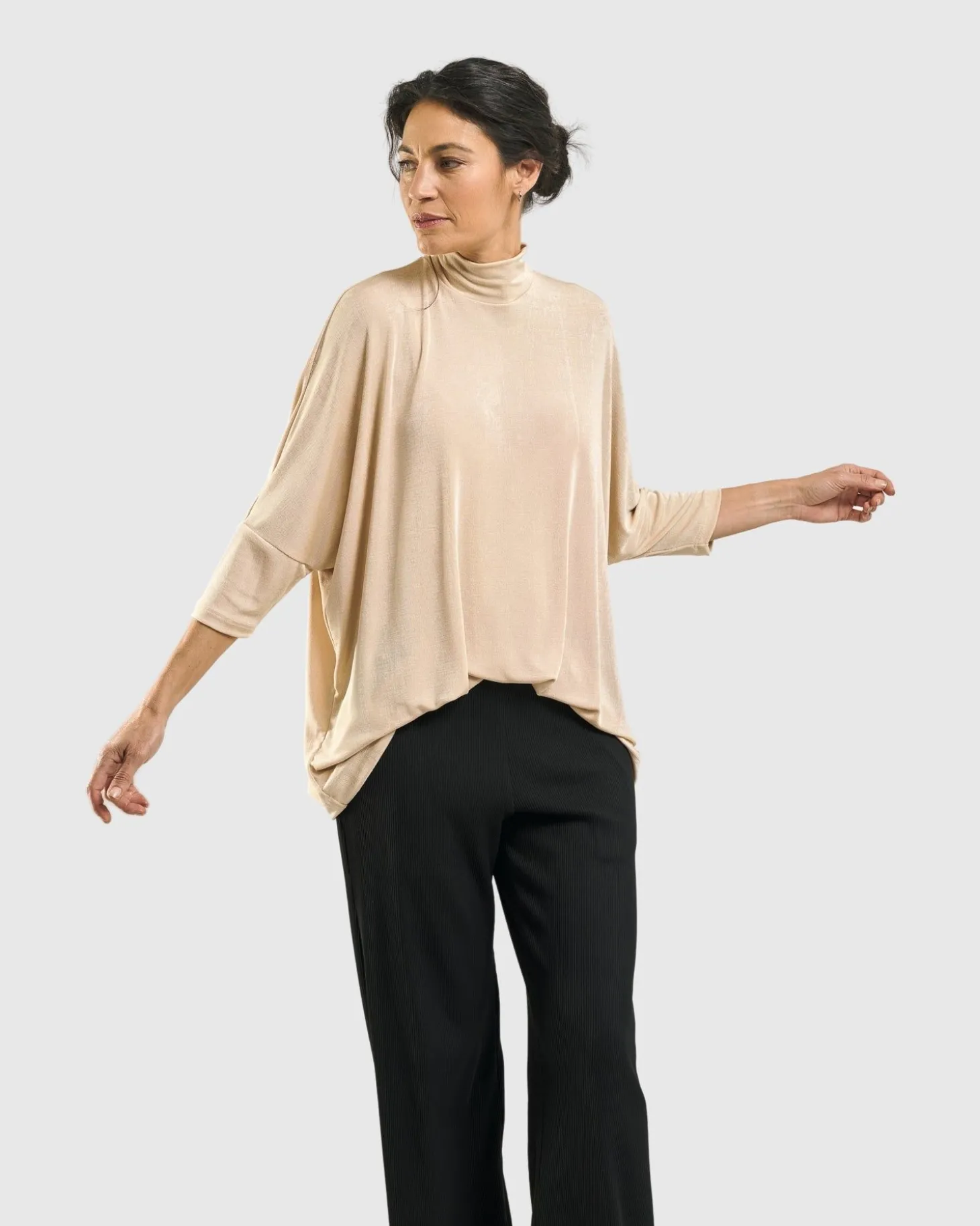 Women Alembika Fawn Mockneck Top, Nude