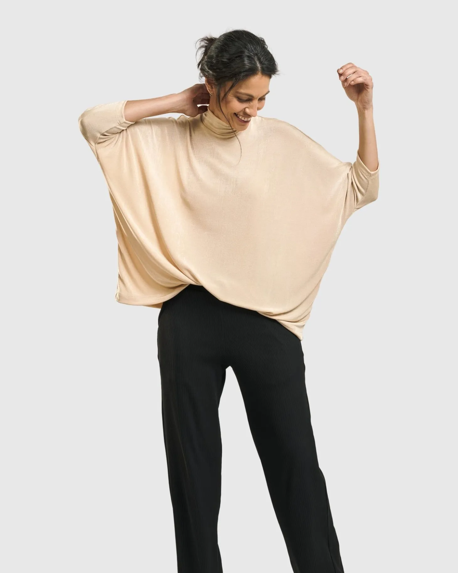 Women Alembika Fawn Mockneck Top, Nude