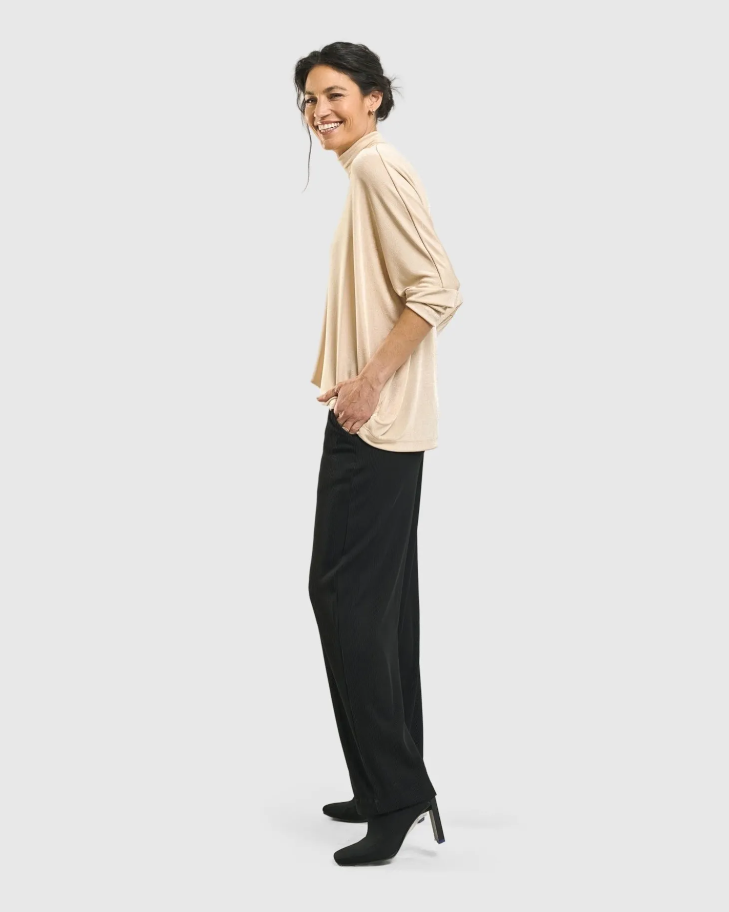 Women Alembika Fawn Mockneck Top, Nude
