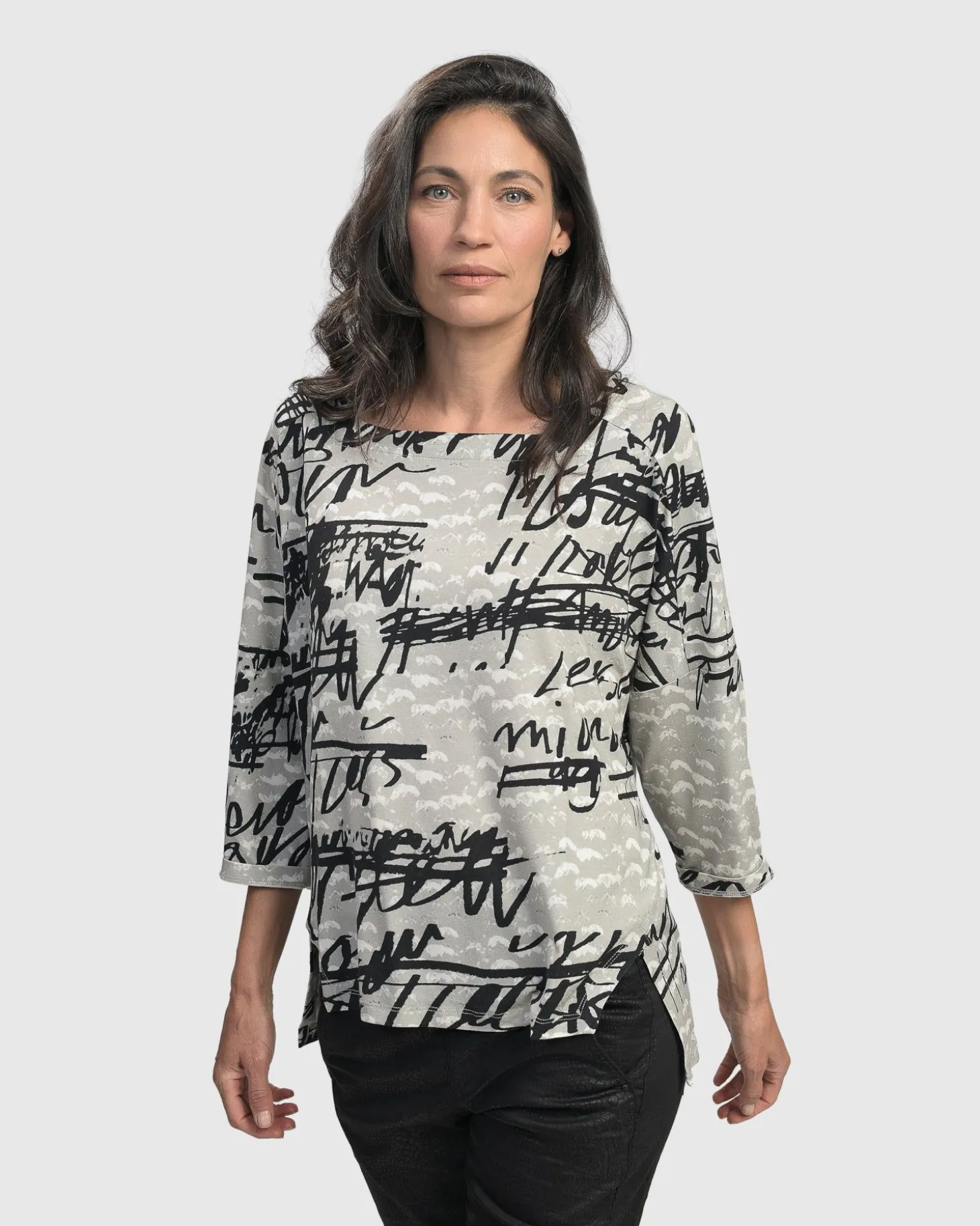 Women Alembika Flirty Cutaway Boxy Top, Script