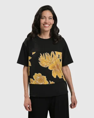 Women Alembika Flower Girl Boxy Top, Gold