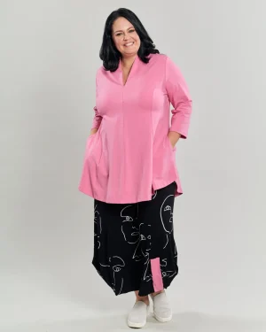 Women Alembika Gloria V-Neck Tunic Top, Bazooka