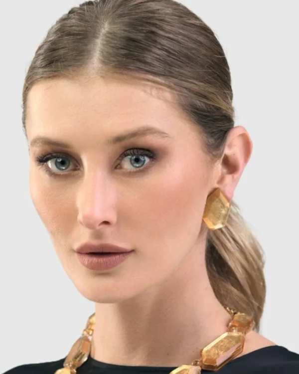 Women Alembika Glory Faceted Clip Earrings, Gold