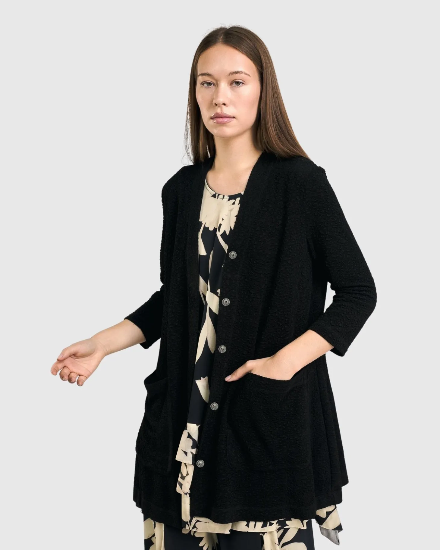 Women Alembika Granite Cardi Jacket, Black