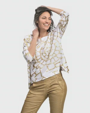Women Alembika Hypnotic Cutaway Boxy Top, Gold