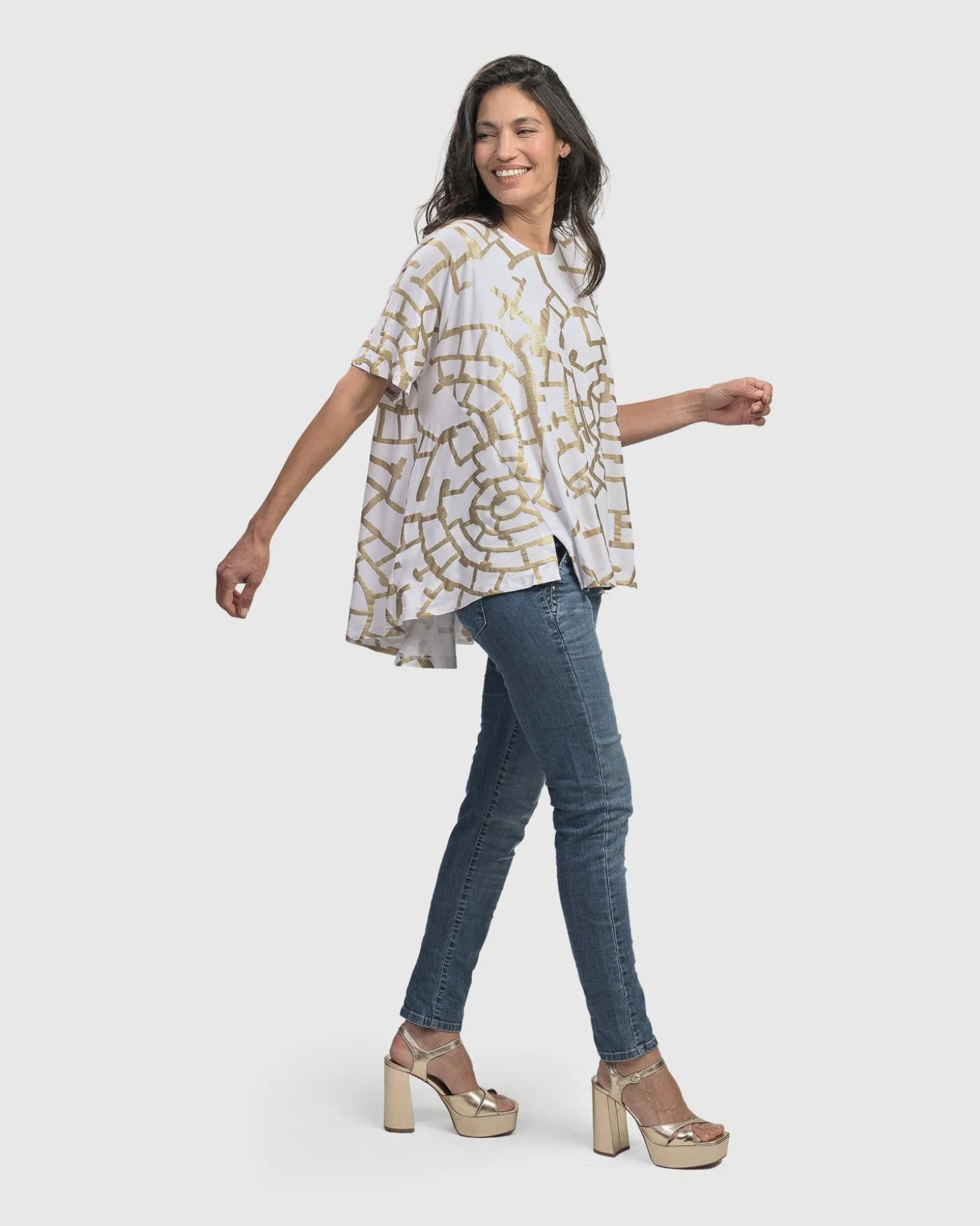 Women Alembika Hypnotic Swing Tunic Top, Gold