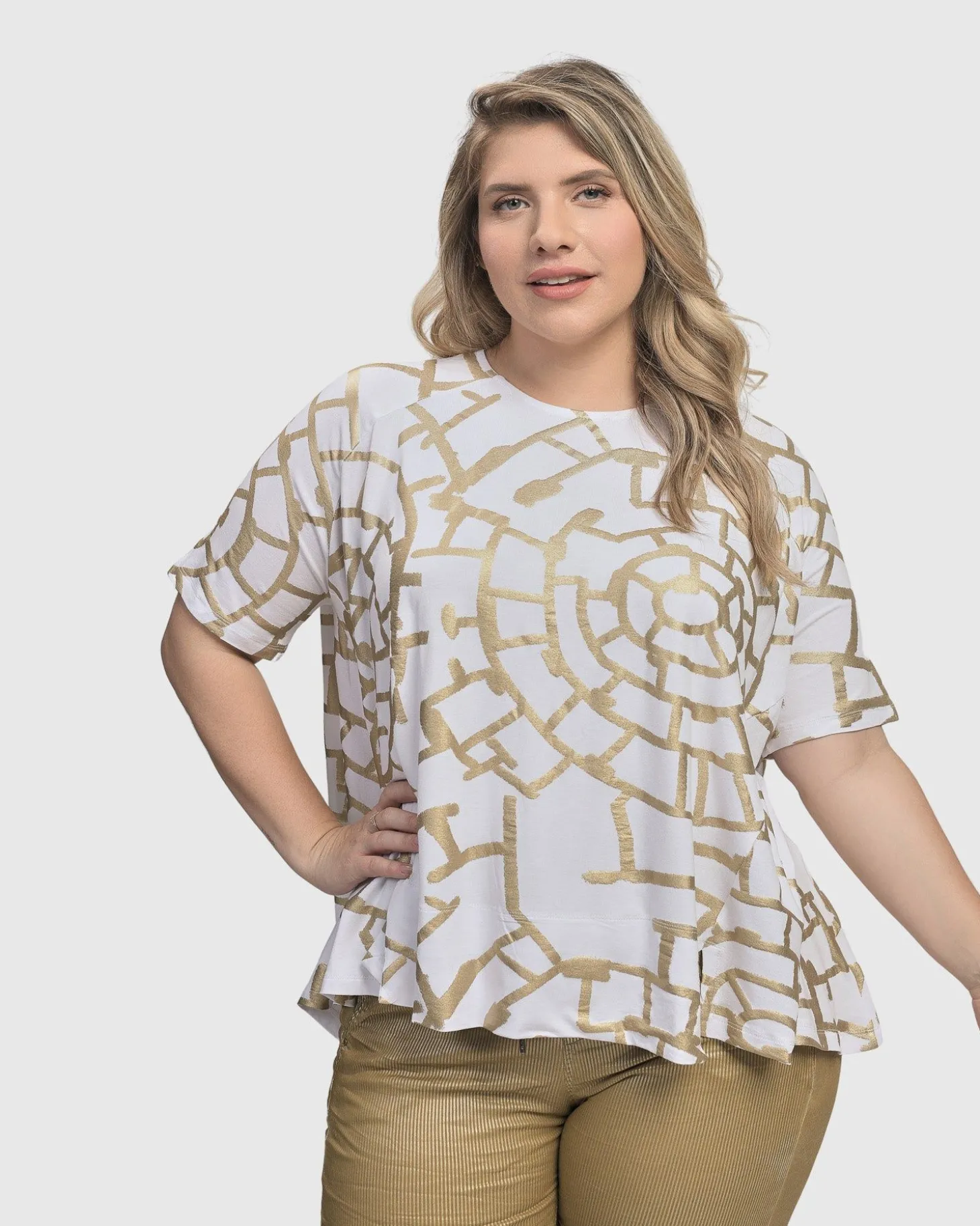 Women Alembika Hypnotic Swing Tunic Top, Gold