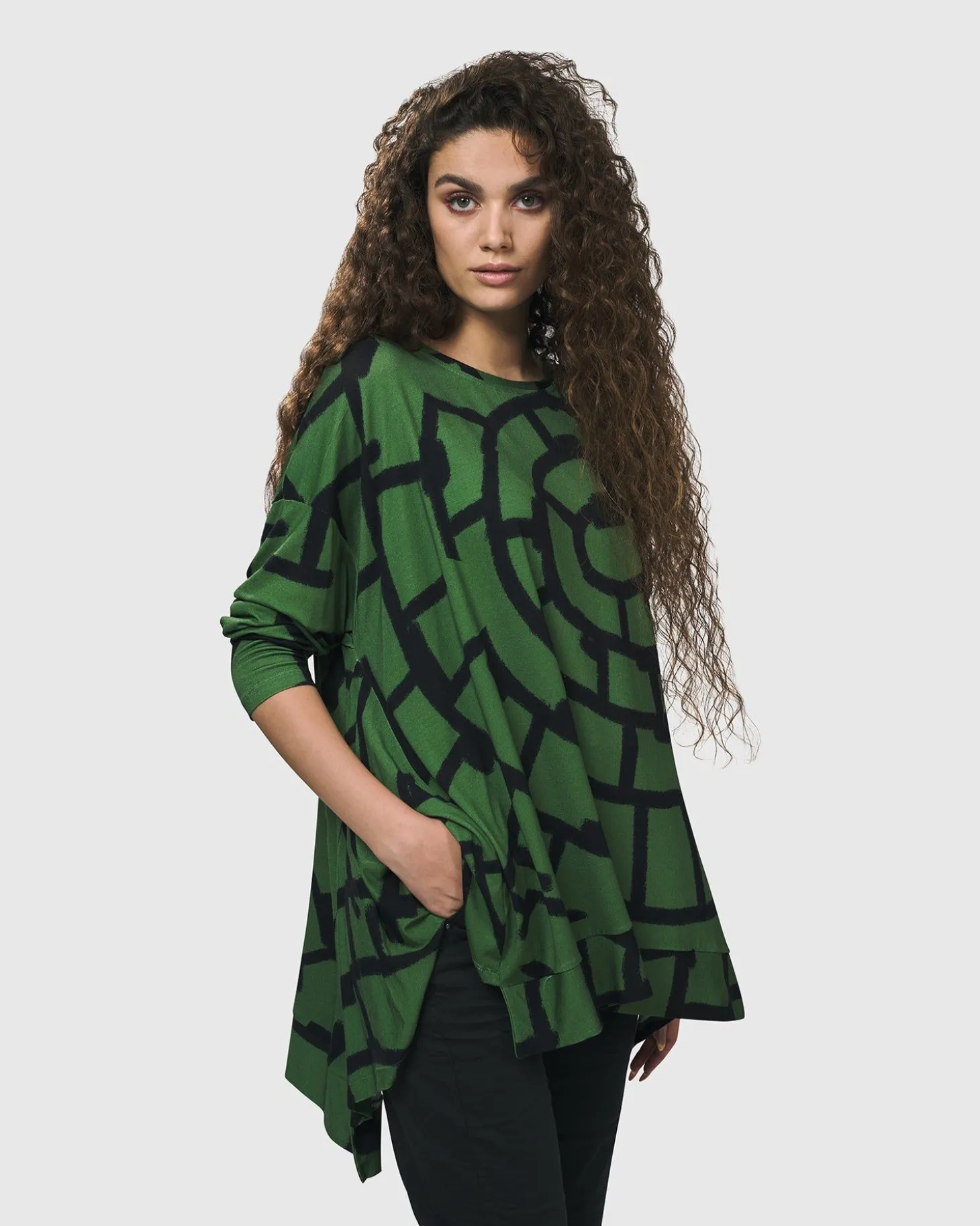 Women Alembika Hypnotic Swing Tunic Top, Clover