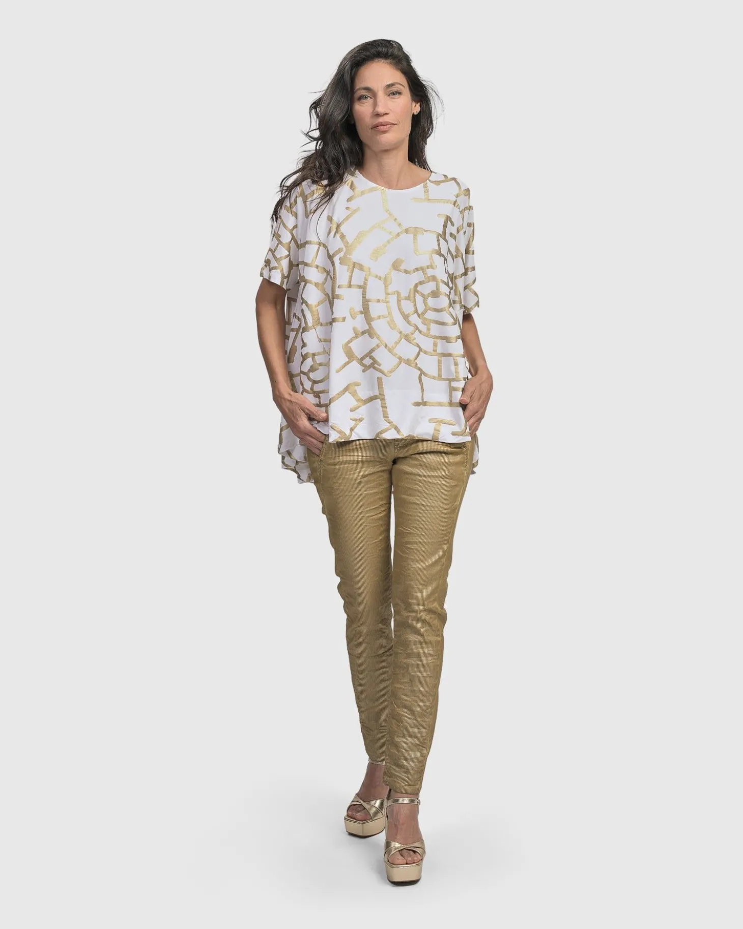 Women Alembika Hypnotic Swing Tunic Top, Gold