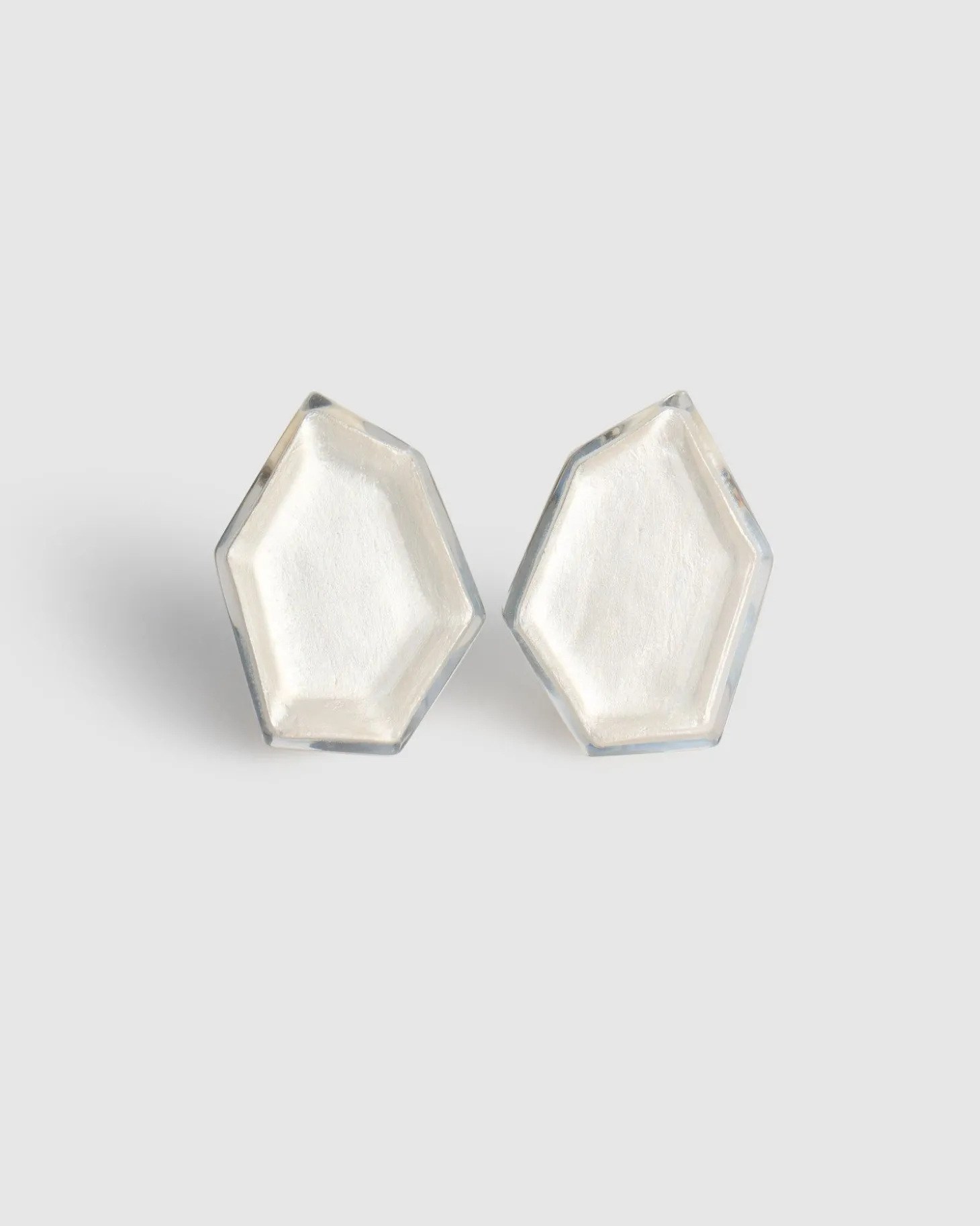 Women Alembika Ice Faceted Clip Earrings, Frost
