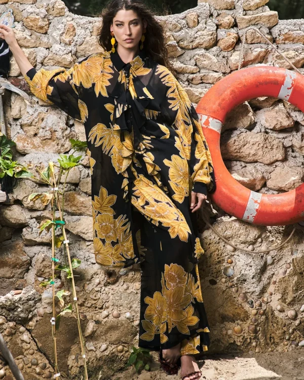 Women Alembika Kauai Chiffon Palazzo Pants, Gold