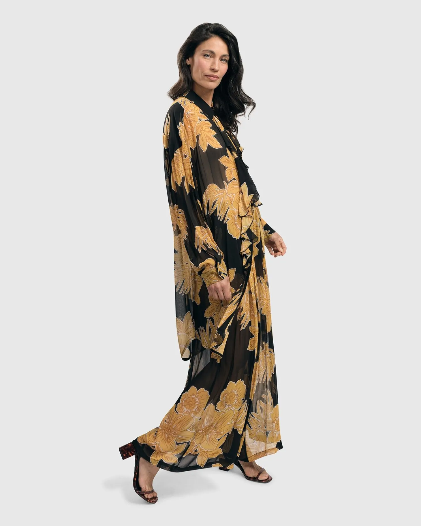 Women Alembika Kauai Chiffon Palazzo Pants, Gold
