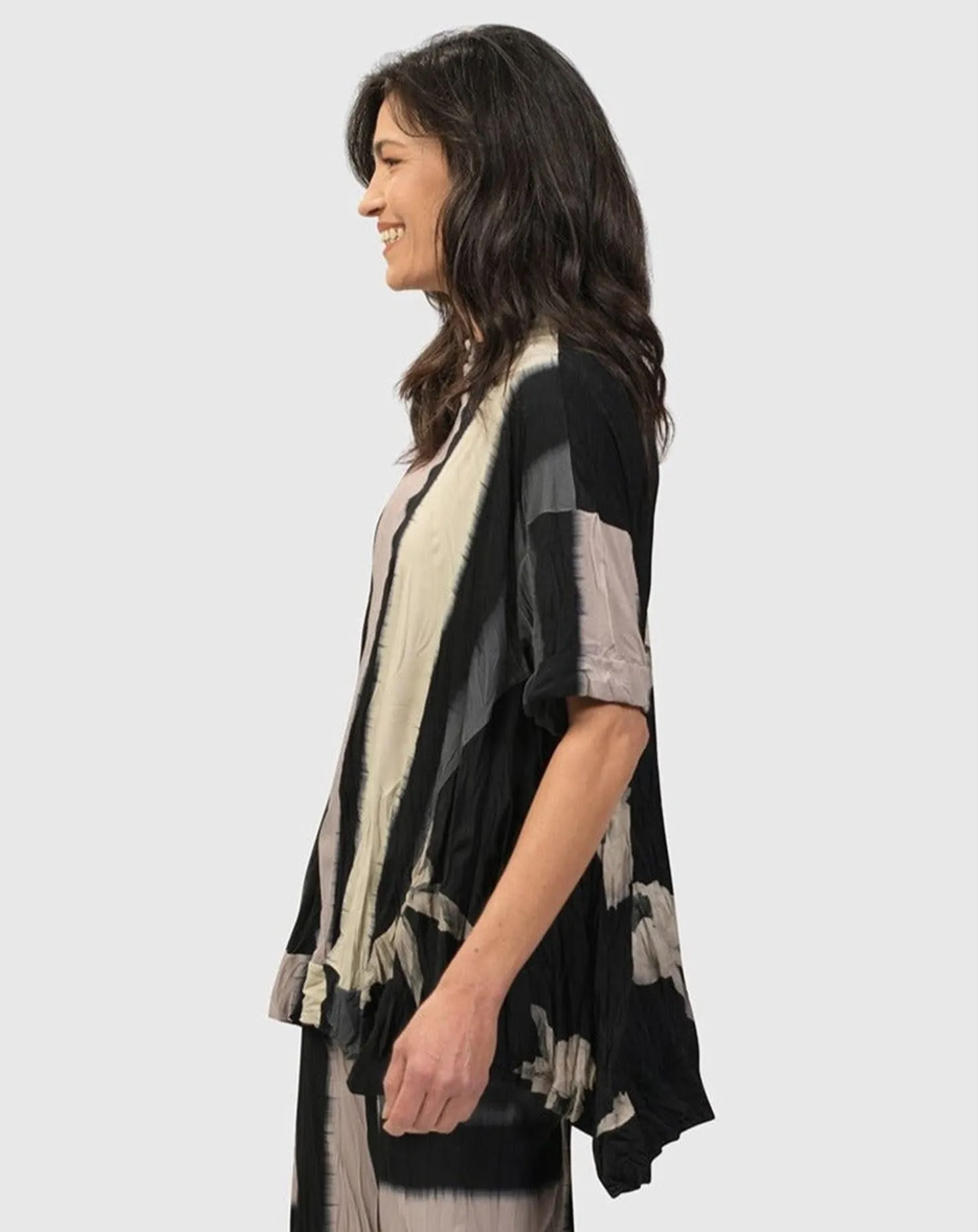 Women Alembika Laila Crinkle Trapeze Top, Stripe/Roses