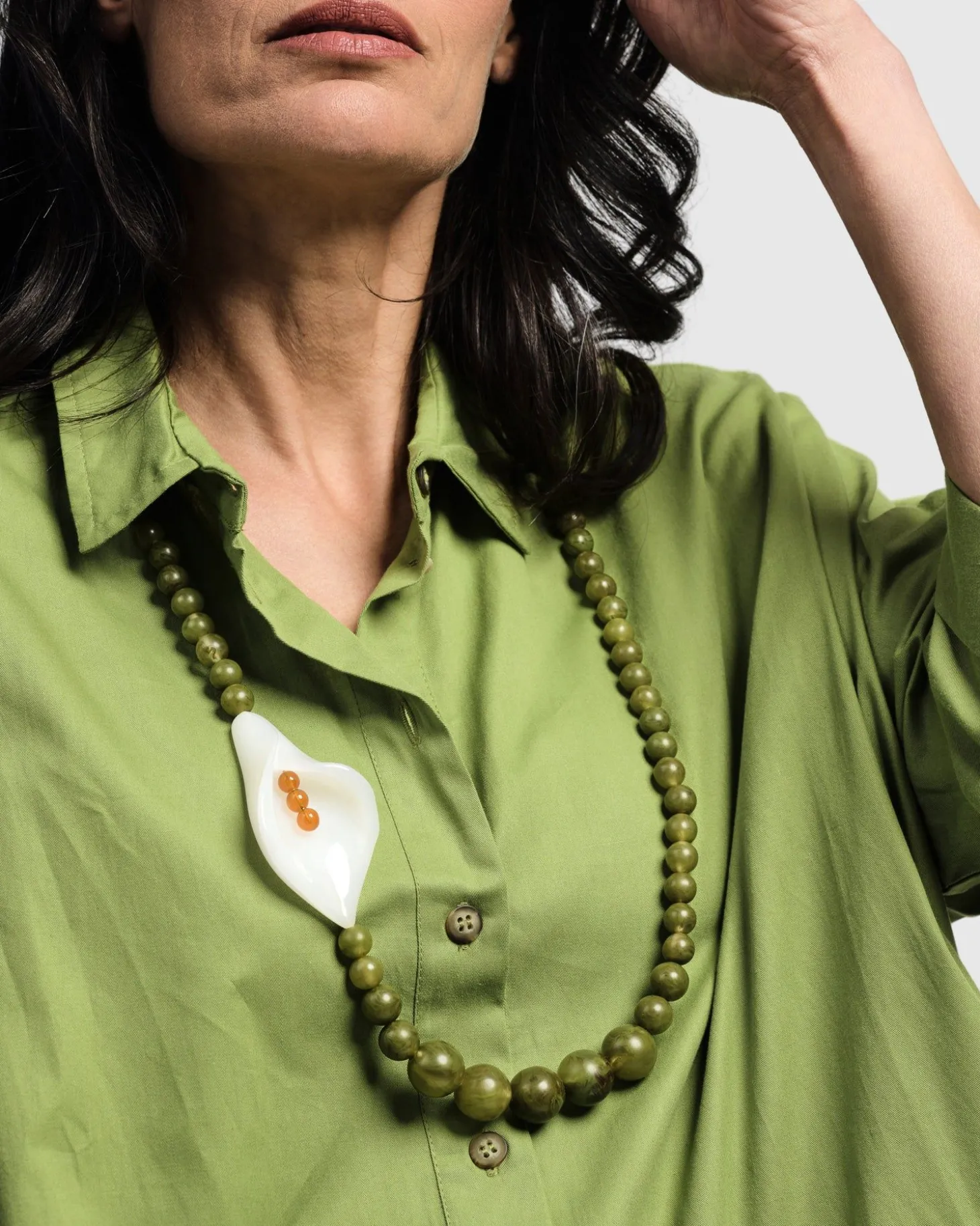 Women Alembika Lily Bead Necklace, Green