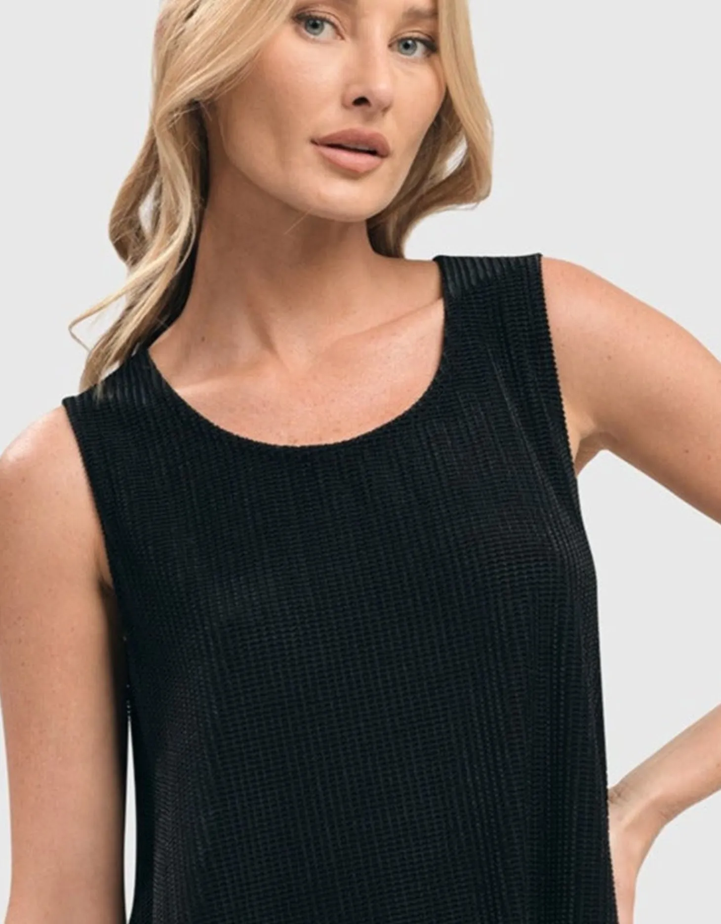 Women Alembika Liv Sleeveless Tunic Top, Black Grid