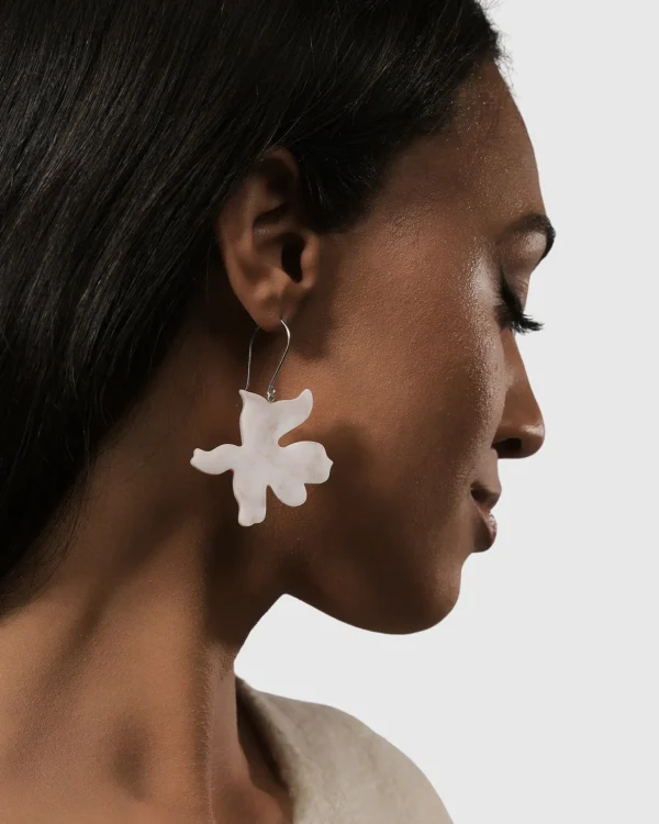 Women Alembika Lotus Dangle Earrings, Oat