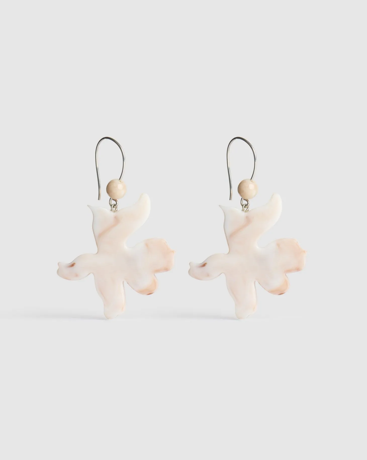 Women Alembika Lotus Hook & Bead Earrings, Oat