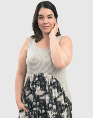 Women Alembika Marble Crinkle Tank Dress, Black
