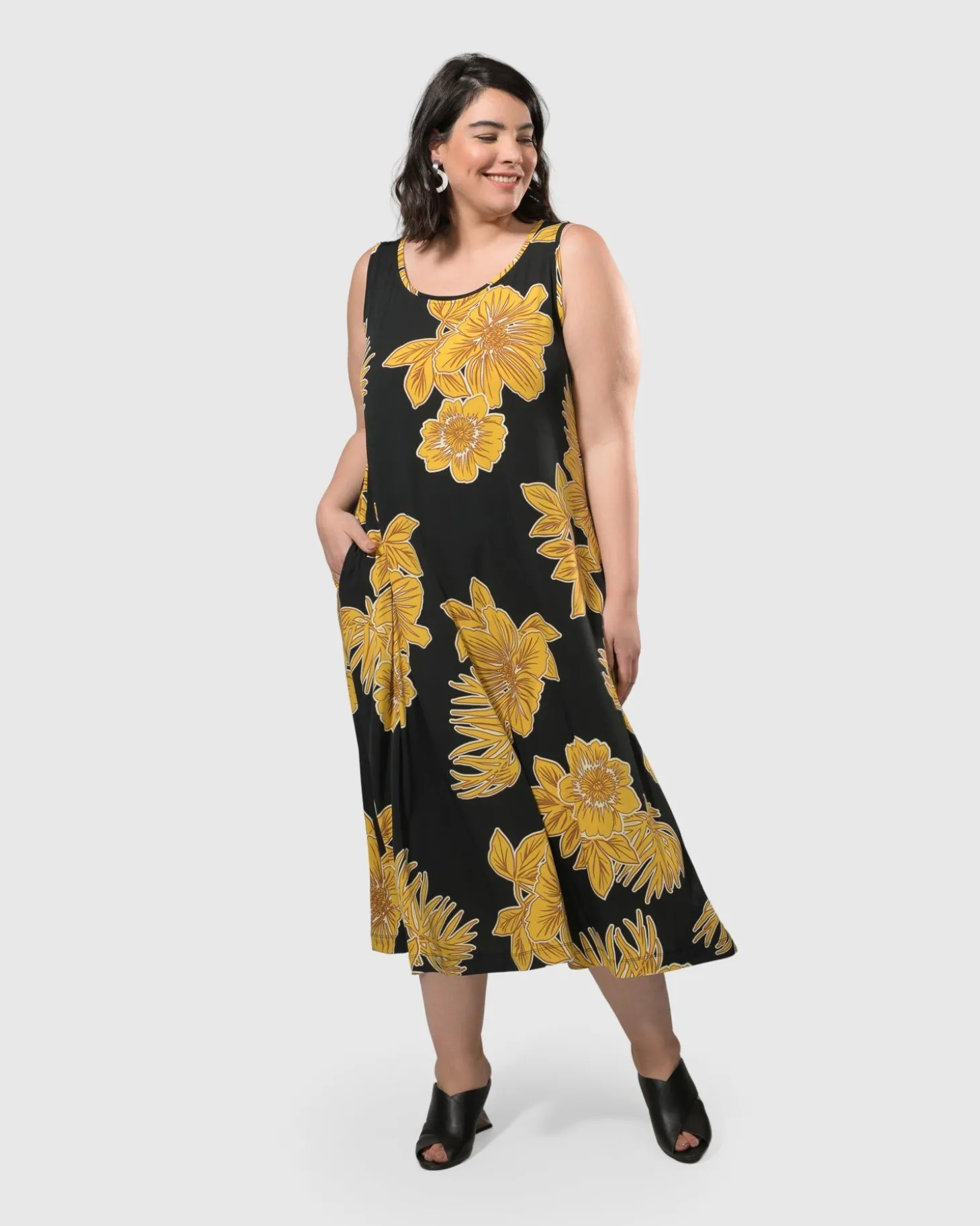 Women Alembika Molokai Sleeveless Swing Maxi Dress, Gold