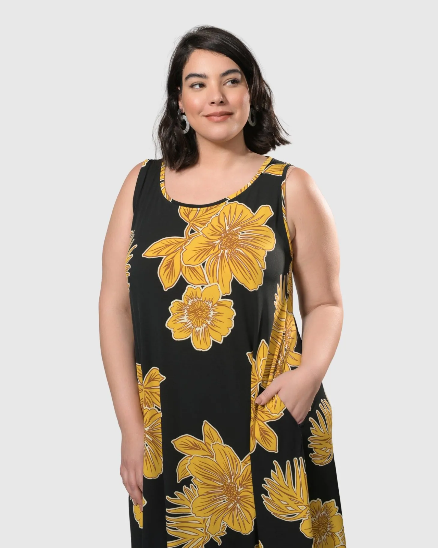Women Alembika Molokai Sleeveless Swing Maxi Dress, Gold