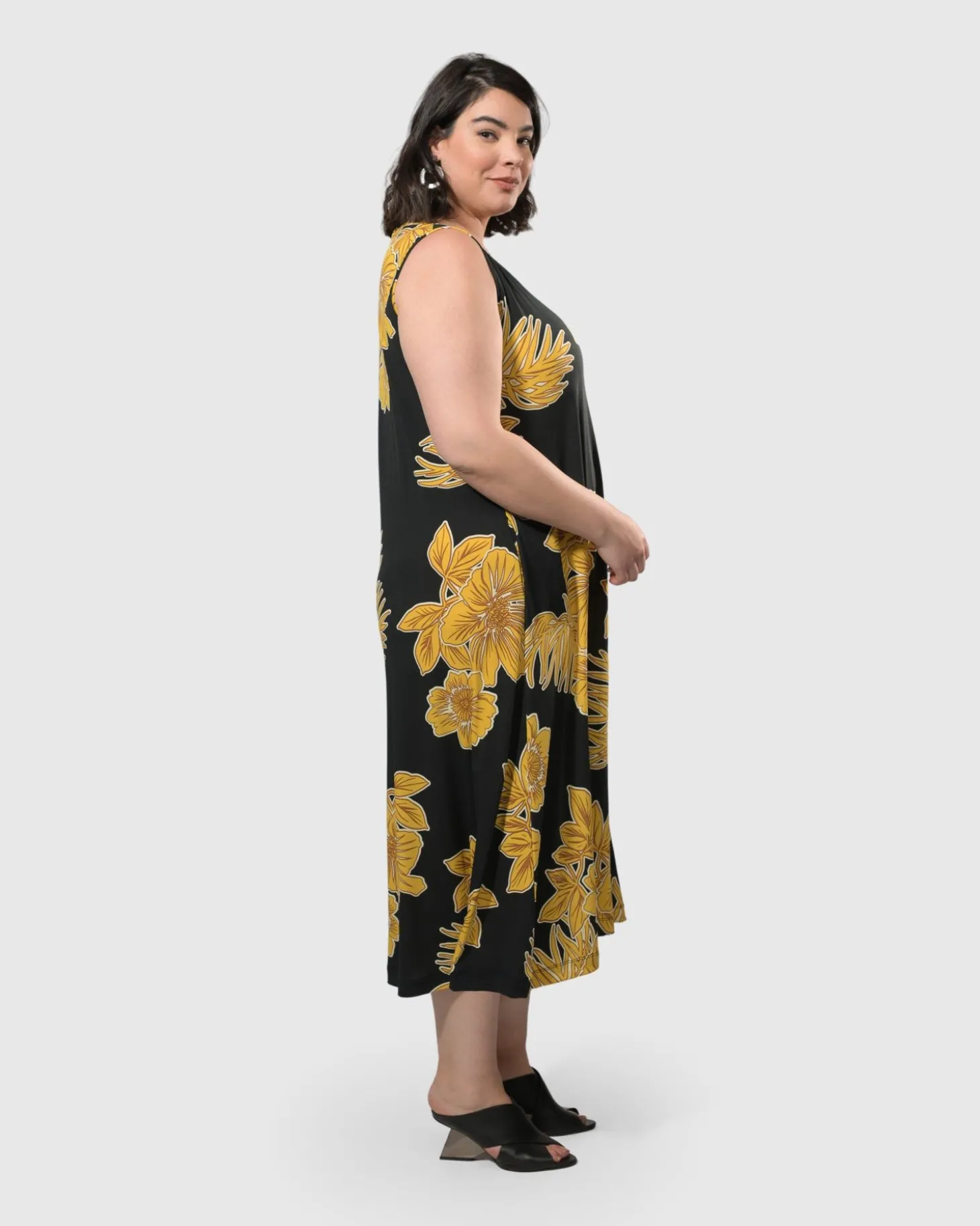 Women Alembika Molokai Sleeveless Swing Maxi Dress, Gold