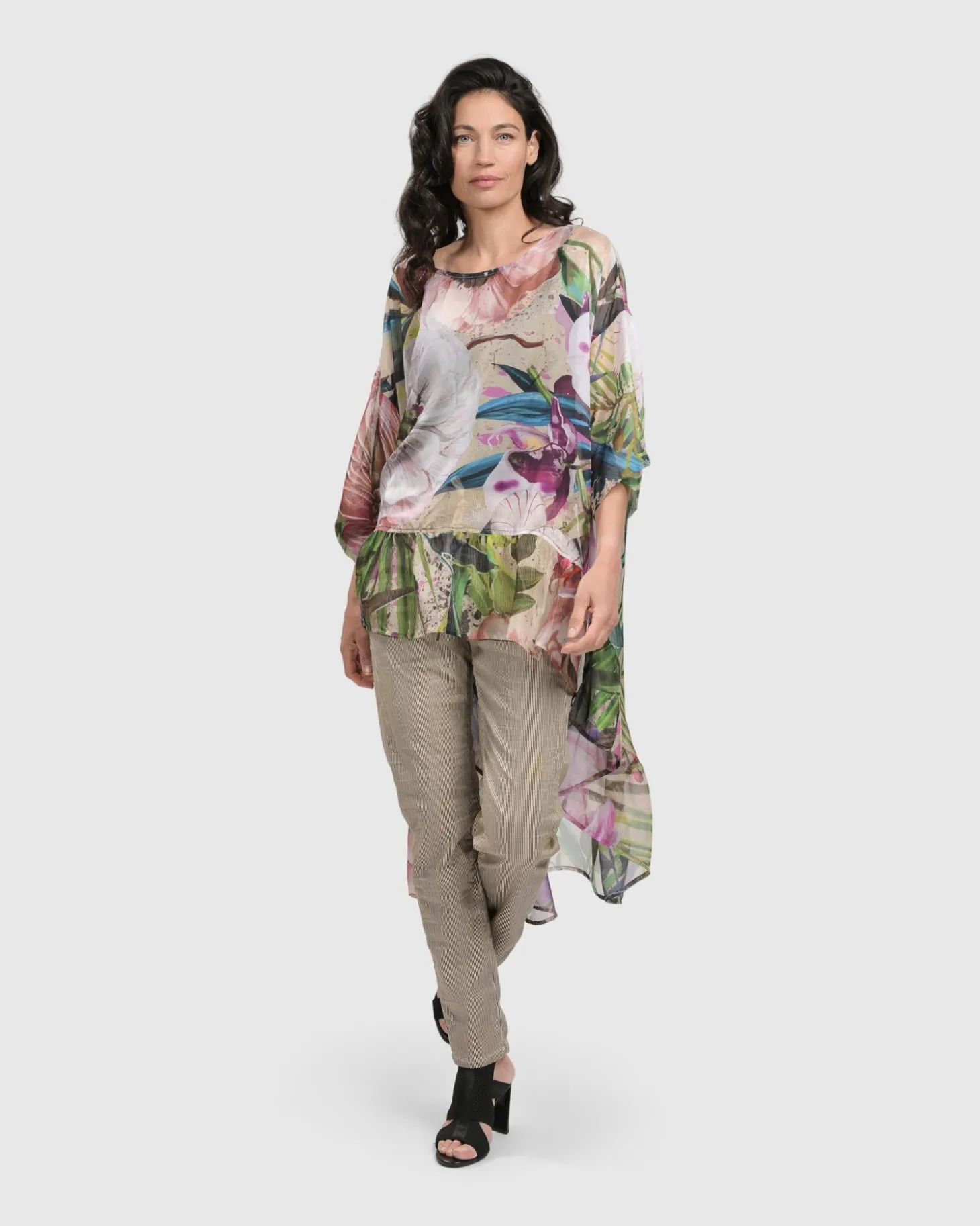 Women Alembika Moonflower Hi Lo Tunic Top, Bouquet