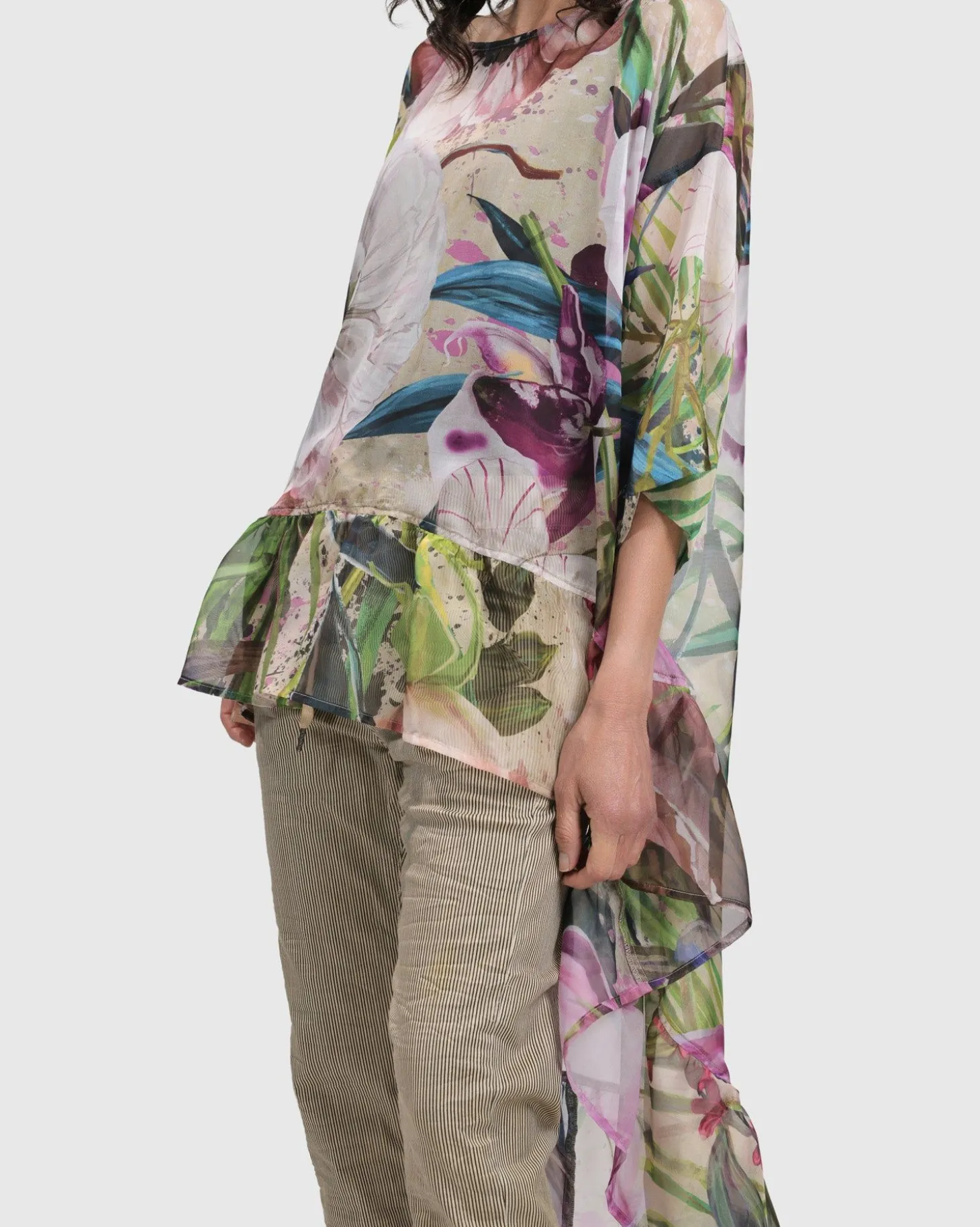 Women Alembika Moonflower Hi Lo Tunic Top, Bouquet